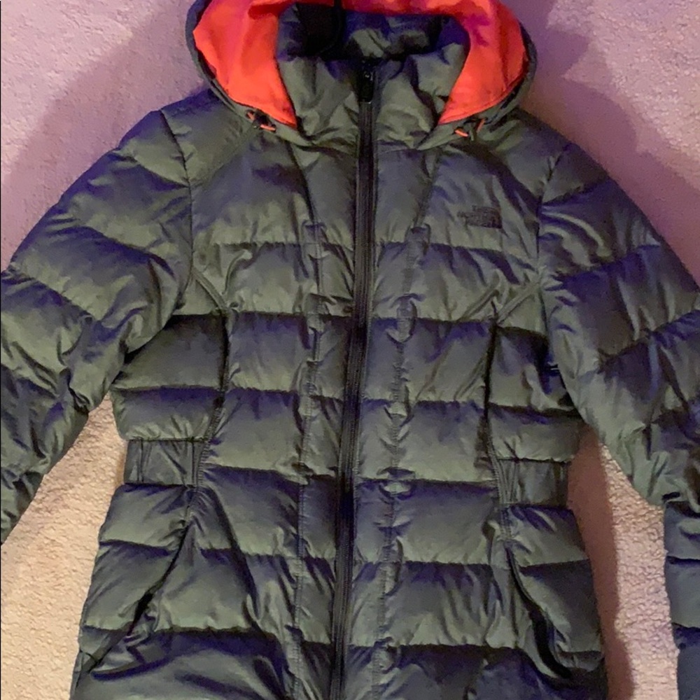 Grey North Face Puffer Coat